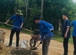 Tuổi trẻ xã Sông Vàng hưởng ứng Ngày Chủ nhật xanh, xây dựng công trình “Hàng cờ Thanh niên”