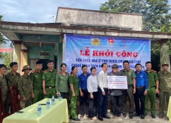 Chi đoàn Công an xã Tam Xuân khởi công sửa chữa nhà tình nghĩa cho gia đình chính sách