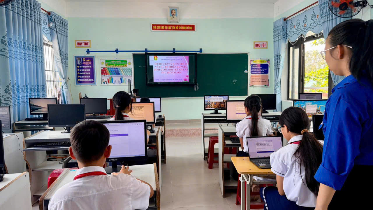 Thiếu nhi xã Thăng An sôi nổi tham gia góp ý cho “Quốc hội trẻ em” năm 2026