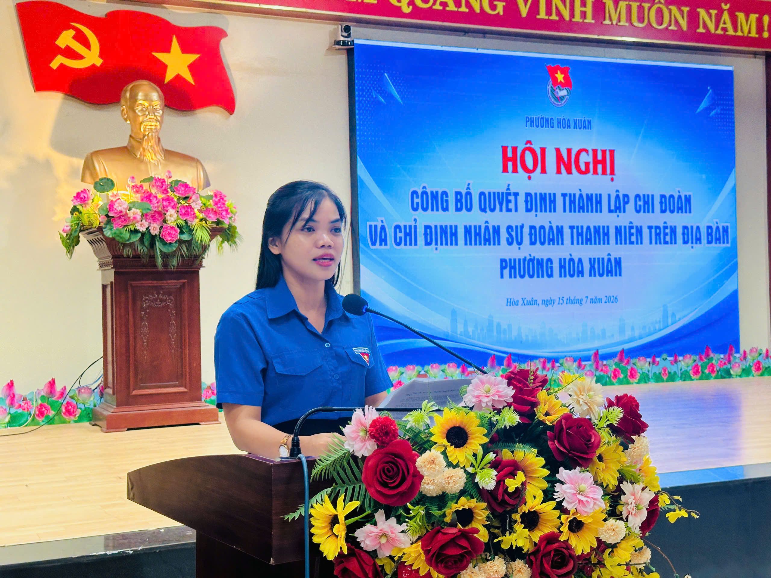 Phường Hòa Xuân ra mắt 52 chi đoàn sau sắp xếp tổ dân phố