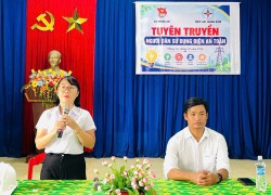 Đoàn xã Thăng An phối hợp tuyên truyền sử dụng điện an toàn trong mùa mưa lũ