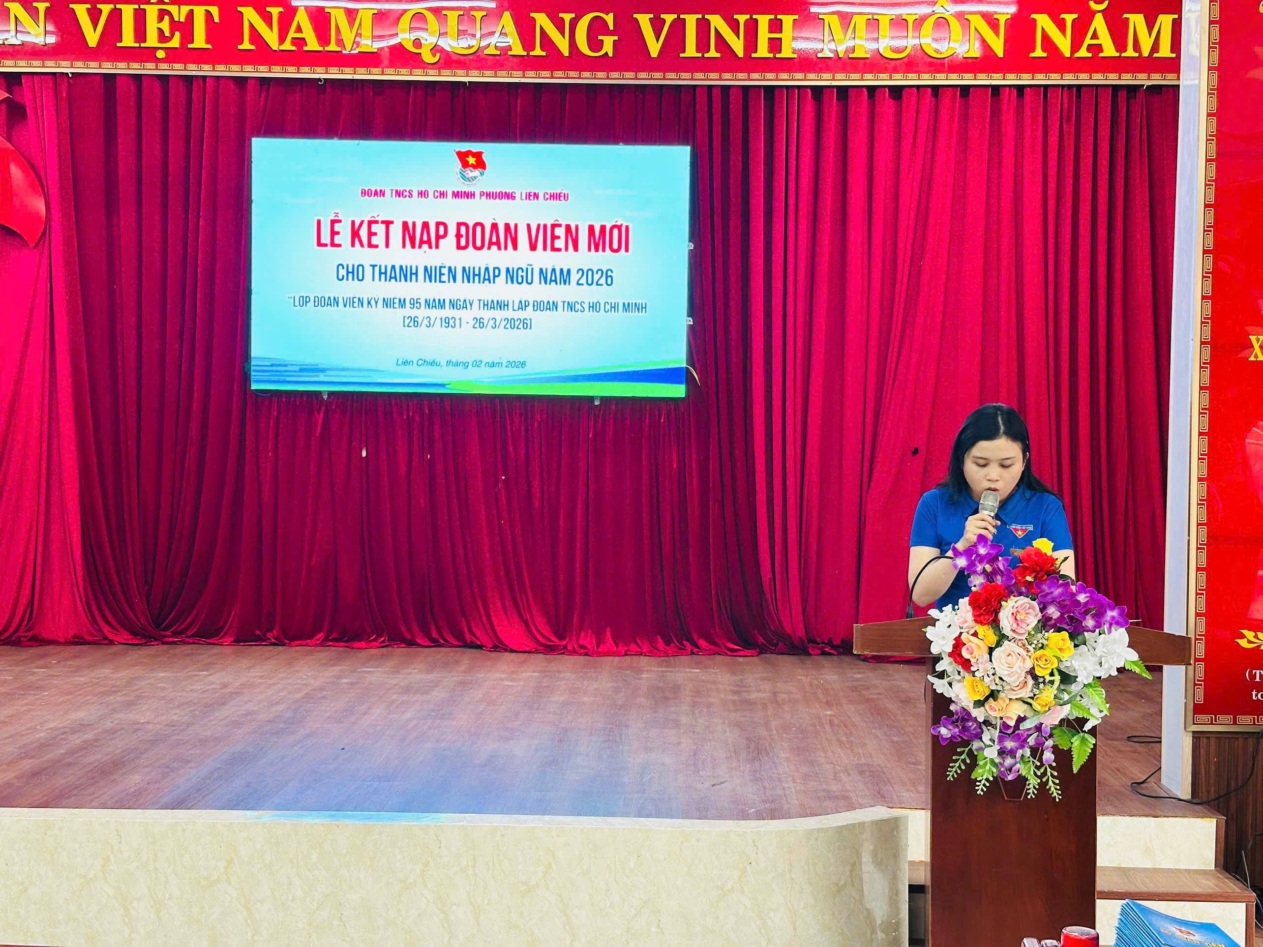 Tuổi trẻ phường Liên Chiểu tổ chức lễ kết nạp đoàn viên cho thanh niên nhập ngũ năm 2026