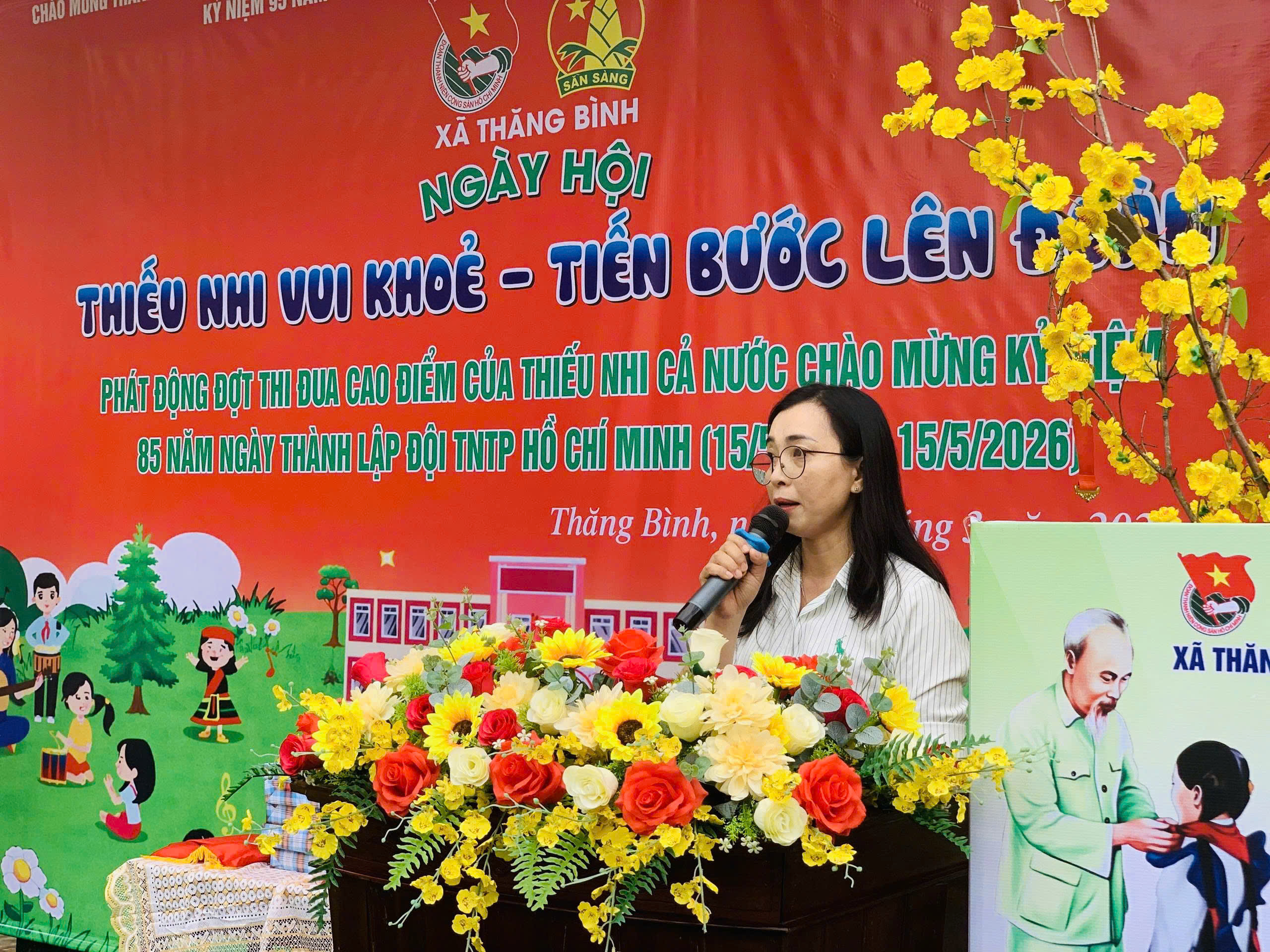 Đoàn - Hội đồng Đội xã Thăng Bình tổ chức ngày hội "Thiếu nhi vui khỏe - Tiến bước lên Đoàn"