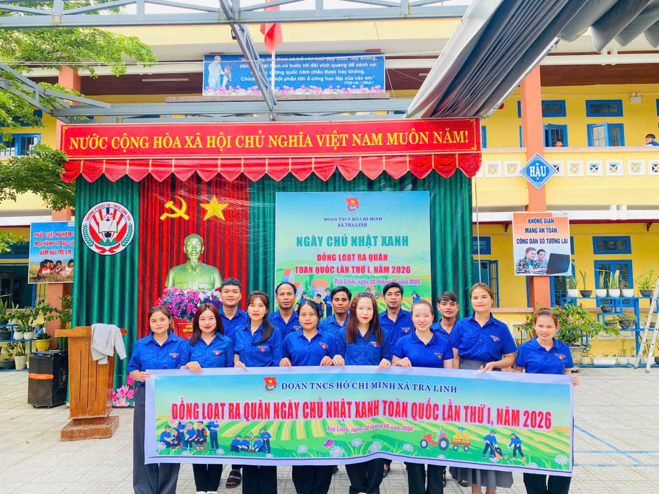 Tuổi trẻ xã Trà Linh sôi nổi tham gia ngày chạy Olympic gắn với ra quân Chủ nhật xanh đợt 1 năm 2026