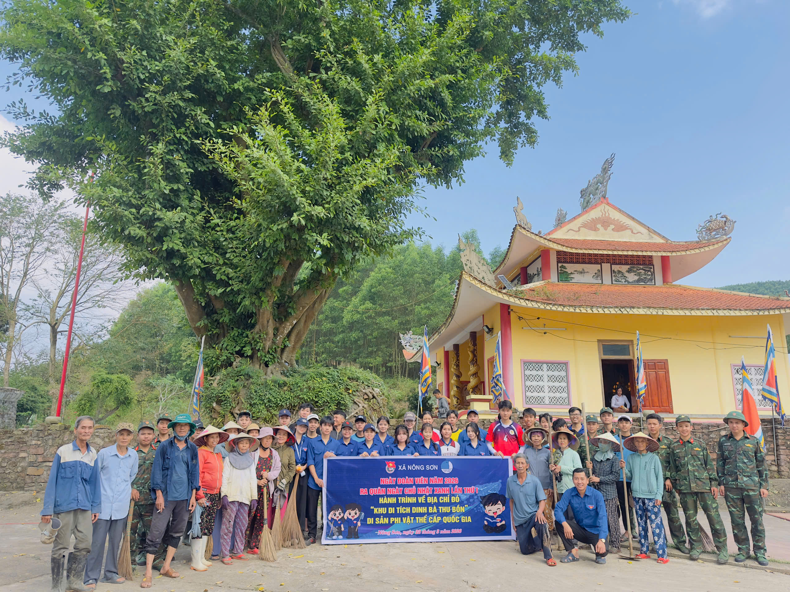 Nông Sơn: Ngày đoàn viên – hành trình về địa chỉ đỏ và ra quân Chủ nhật xanh tại Dinh Bà Thu Bồn