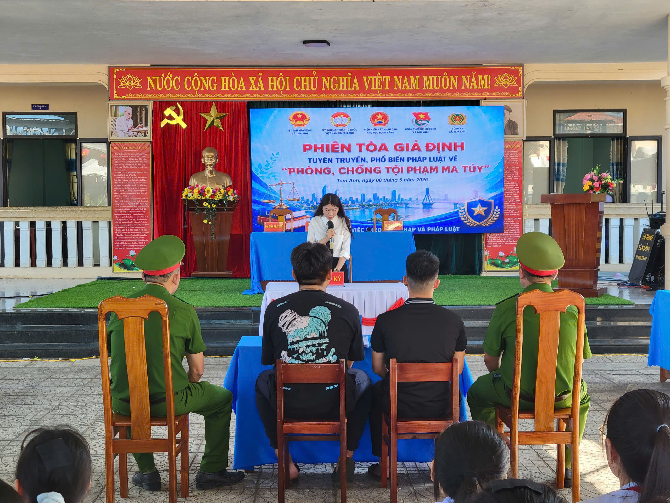 Đoàn xã Tam Anh phối hợp tổ chức phiên tòa giả định tuyên truyền pháp luật về phòng, chống tội phạm ma túy