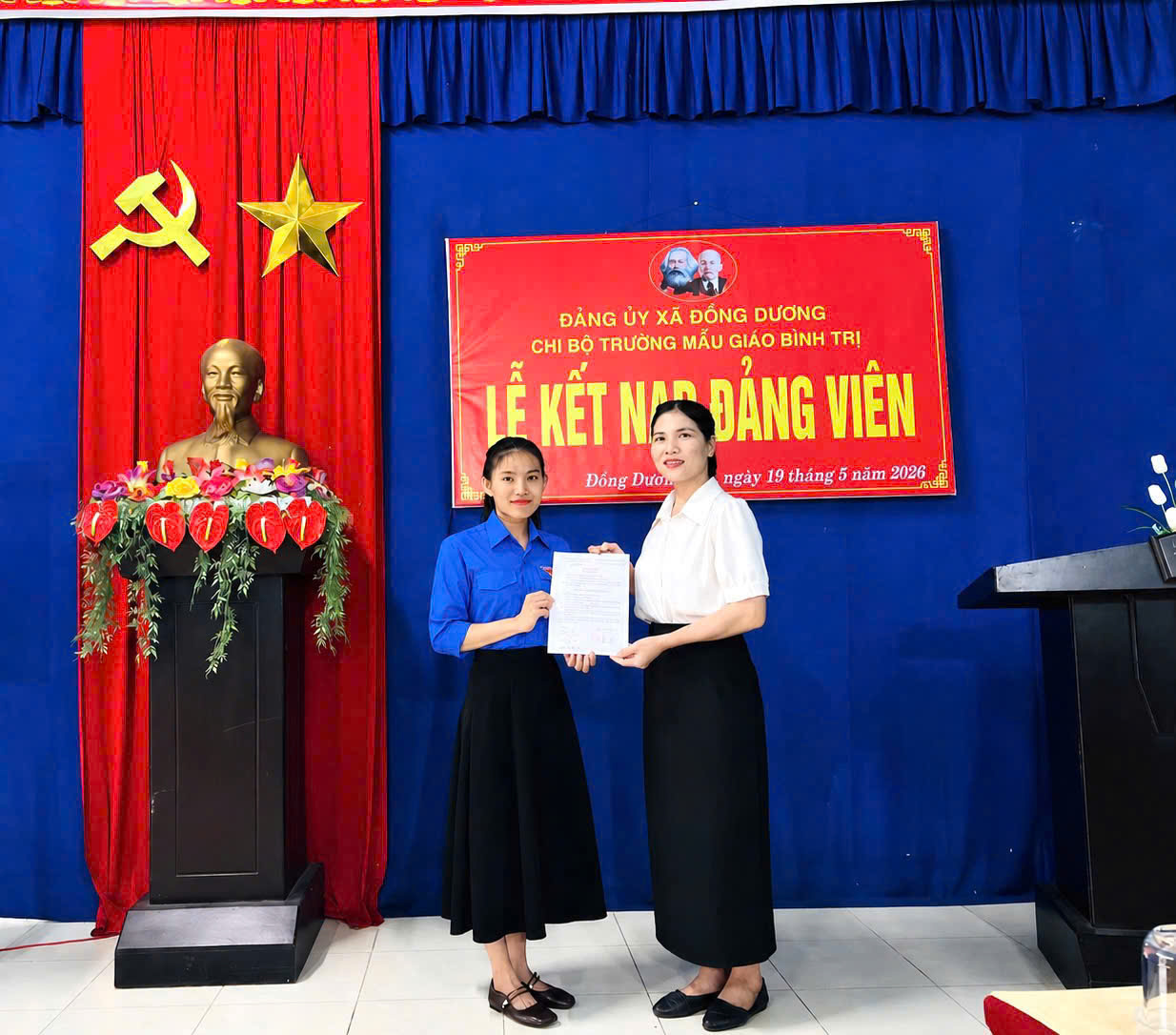 Đồng Dương: chi đoàn Trường Mẫu giáo Bình Trị tự hào có đoàn viên ưu tú được kết nạp Đảng