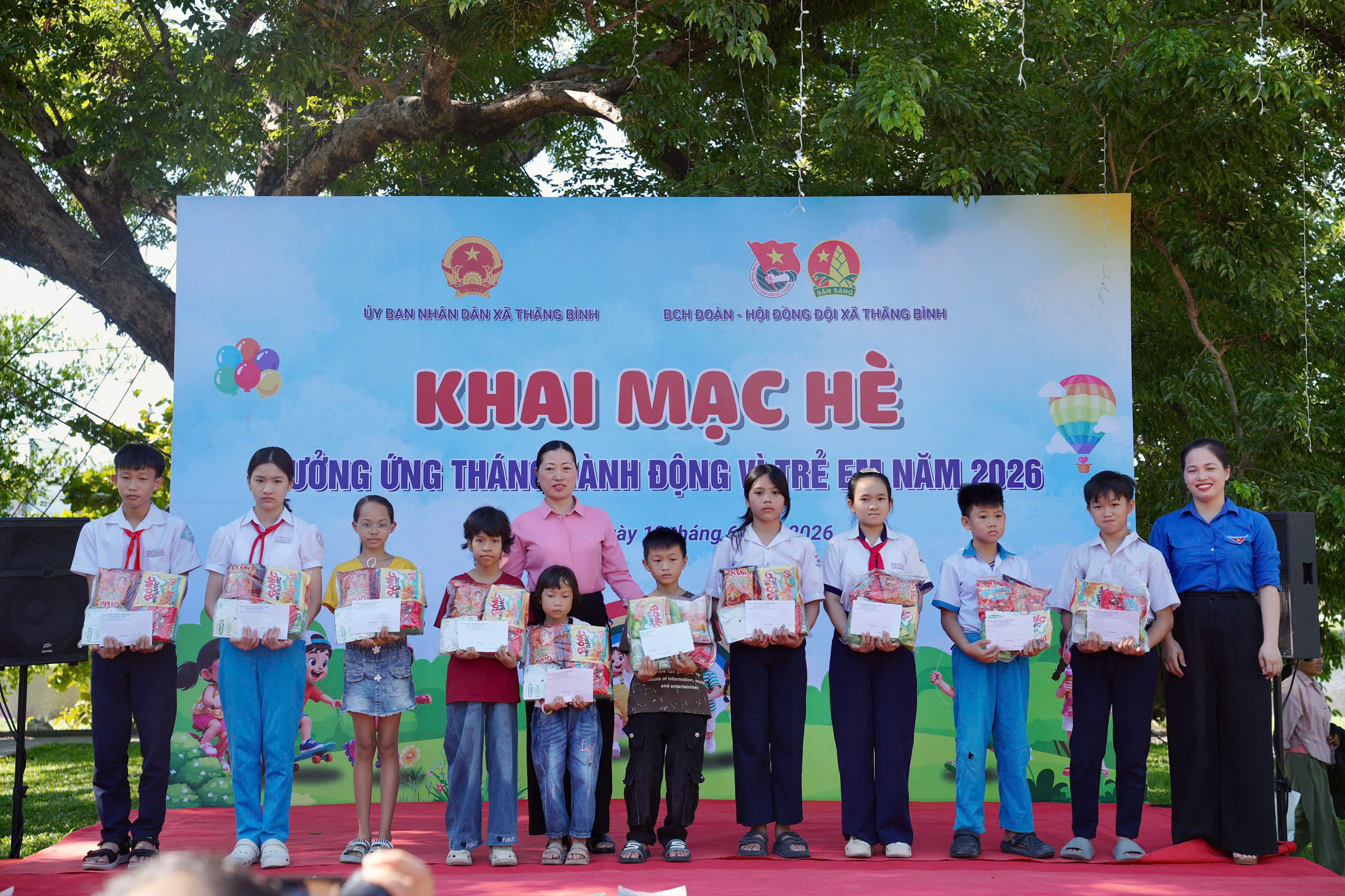 Đoàn Thanh niên - Hội đồng Đội xã Thăng Bình phối hợp tổ chức chương trình khai mạc hè năm 2026 và hưởng ứng Tháng hành động vì trẻ em