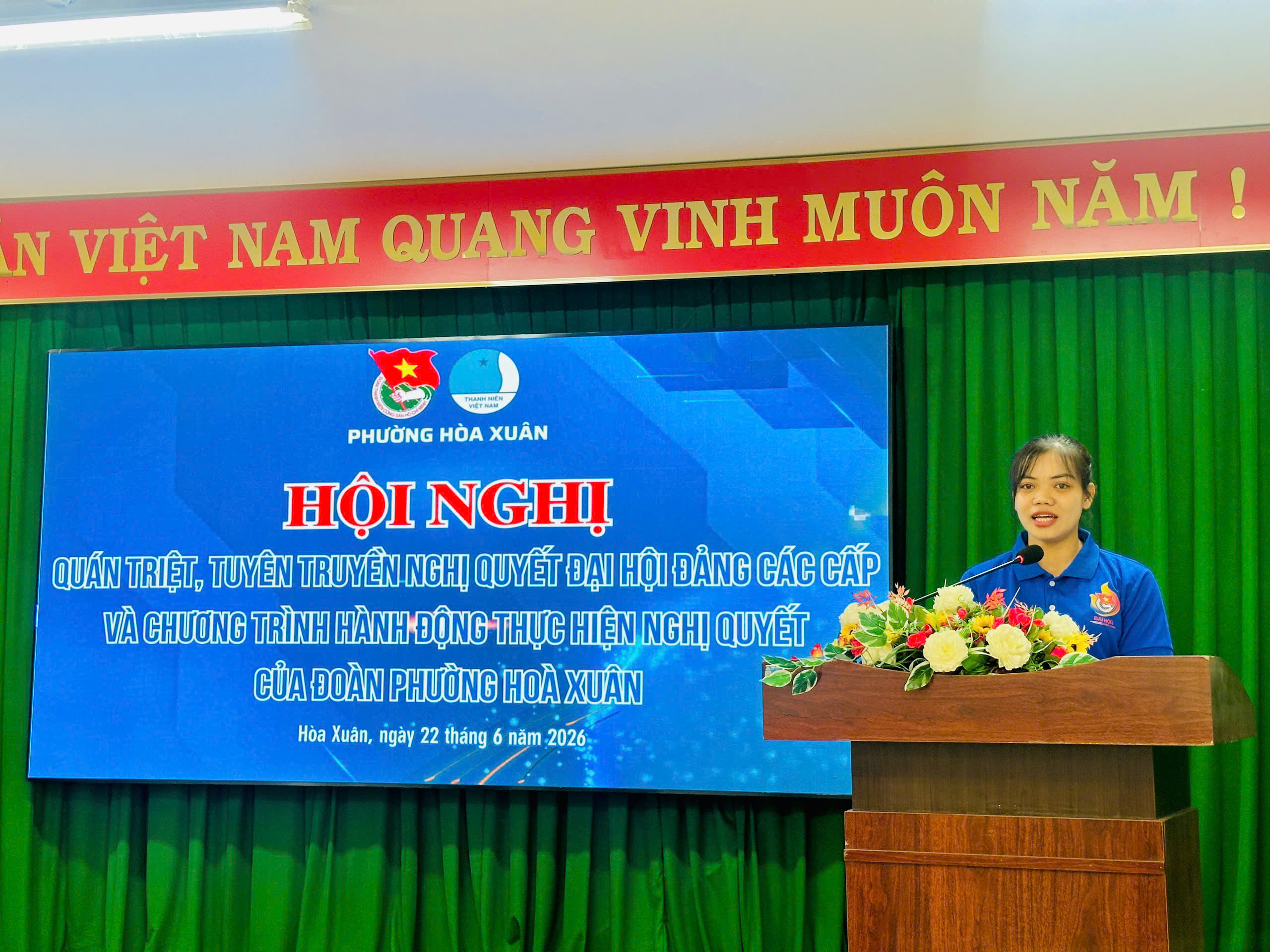 Đoàn phường Hòa Xuân tổ chức hội nghị quán triệt, tuyên truyền Nghị quyết Đại hội Đảng các cấp và thông tin thời sự 6 tháng đầu năm 2026