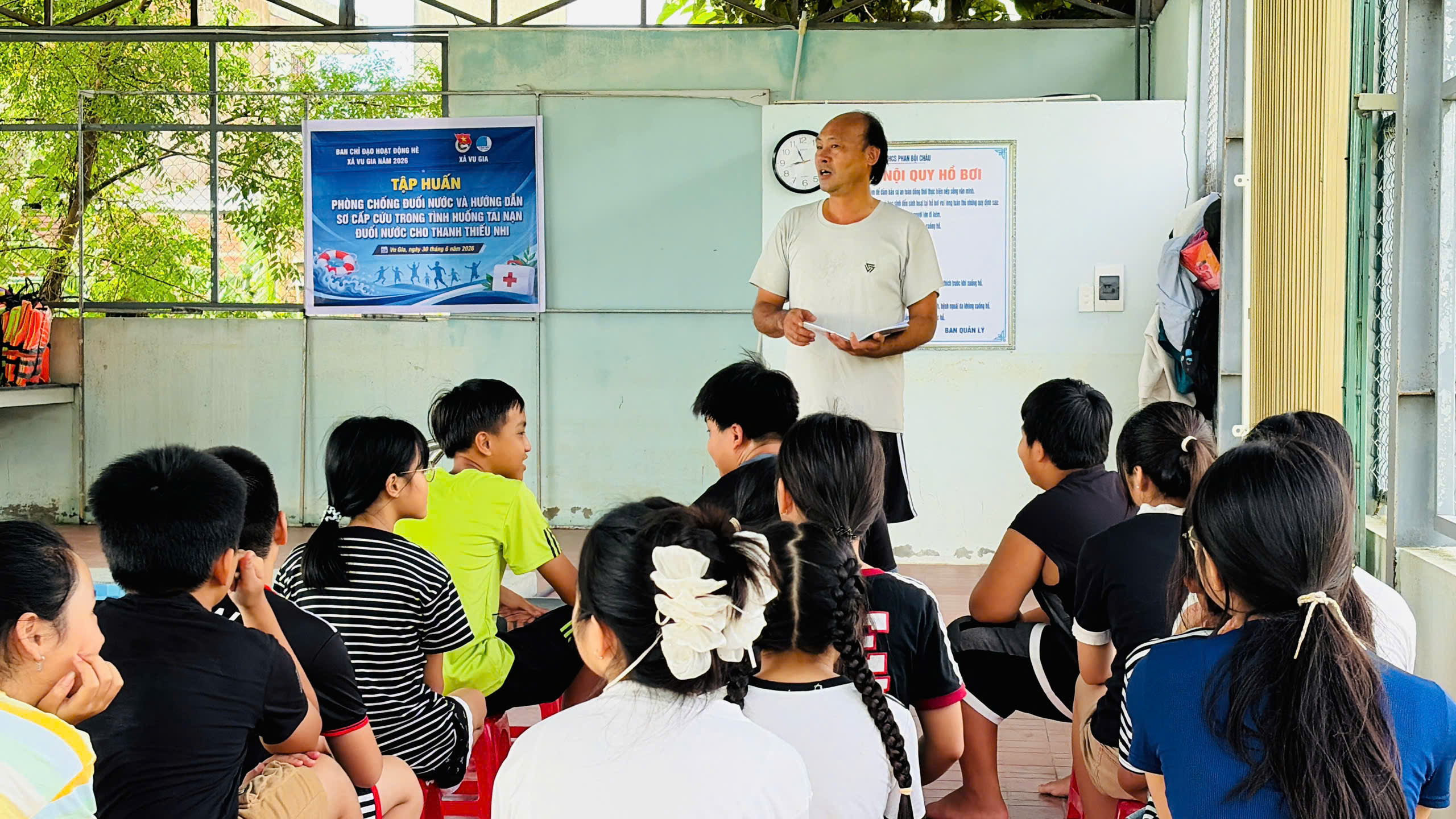 Đoàn xã Vu Gia tổ chức tập huấn phòng, chống đuối nước và hướng dẫn sơ cấp cứu cho thanh thiếu nhi năm 2026