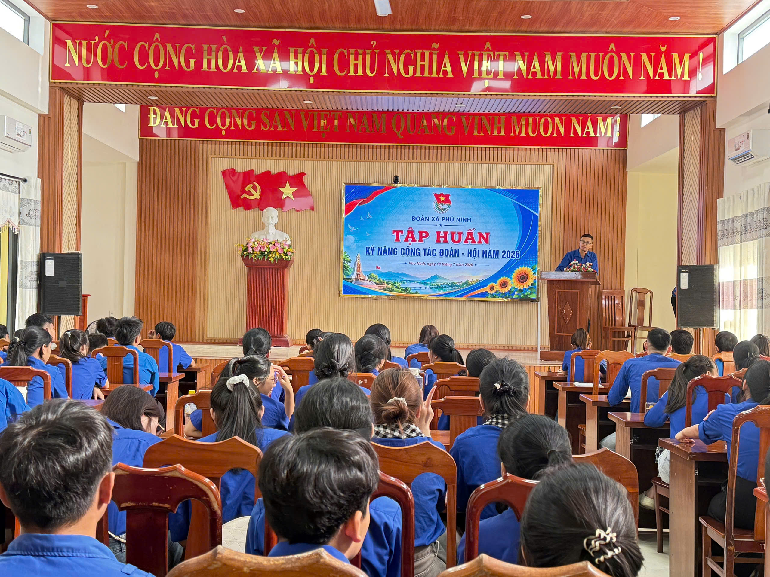 Đoàn xã Phú Ninh tập huấn kỹ năng, nghiệp vụ cho lực lượng nòng cốt tại các chi đoàn