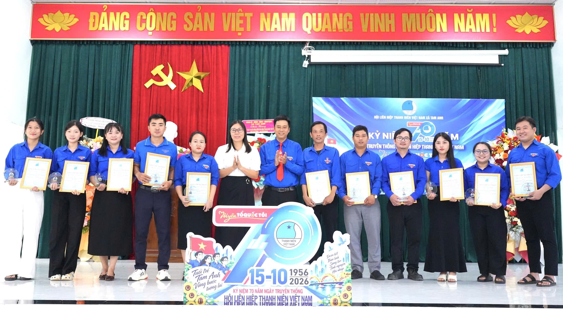 Hội LHTN Việt Nam xã Tam Anh kỷ niệm 70 năm Ngày truyền thống Hội và tuyên dương thanh niên tiêu biểu năm 2026