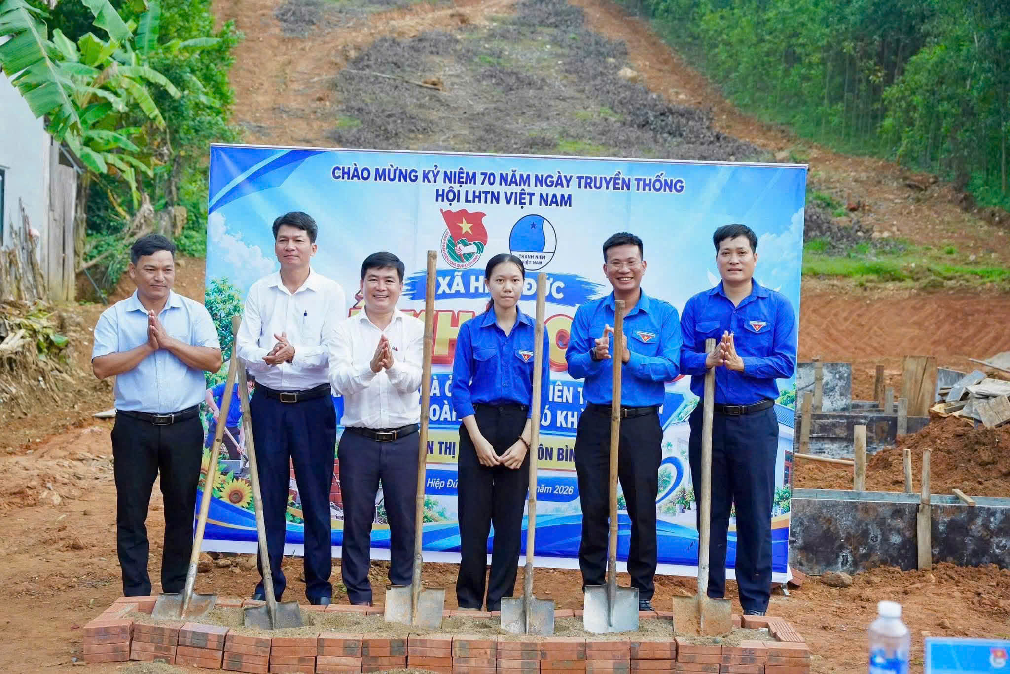 Đoàn xã Hiệp Đức khởi công xây dựng nhà ở cho nữ đoàn viên có hoàn cảnh khó khăn